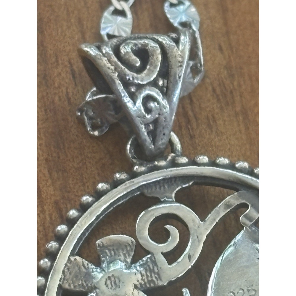 Southwestern Beautiful Sterling Faceted Blue Chalcedony Butterfly Pendant 24" - Picture 4 of 8